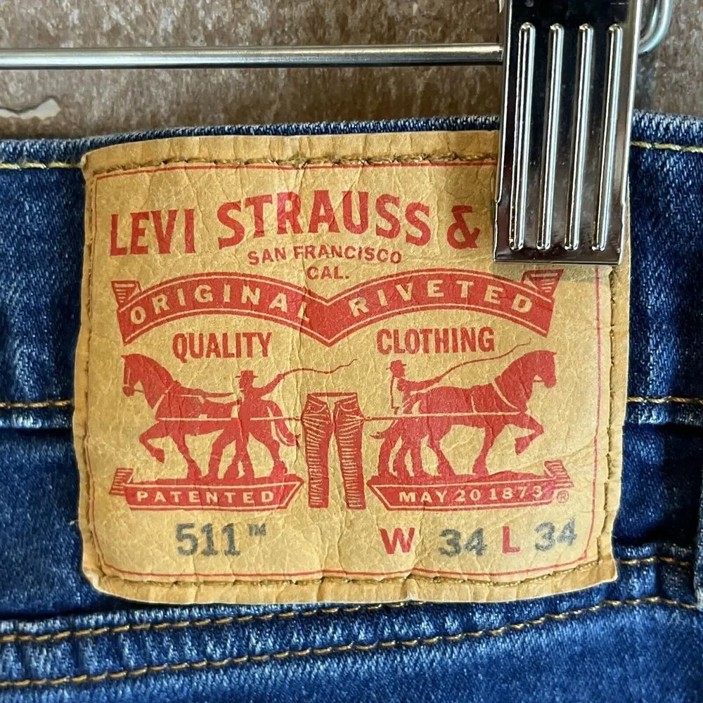 Levis 511 Jeans Mens 34x34 Blue Denim Cotton Stretch